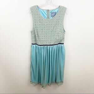ModCloth “Don’t Go Breaking My Heart” A-Line Dress Sea Green/Ivory/Sky Blue